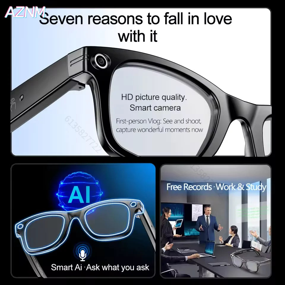 Gafas Inteligentes con Cámara IA – Traducción, Foto y Vídeo